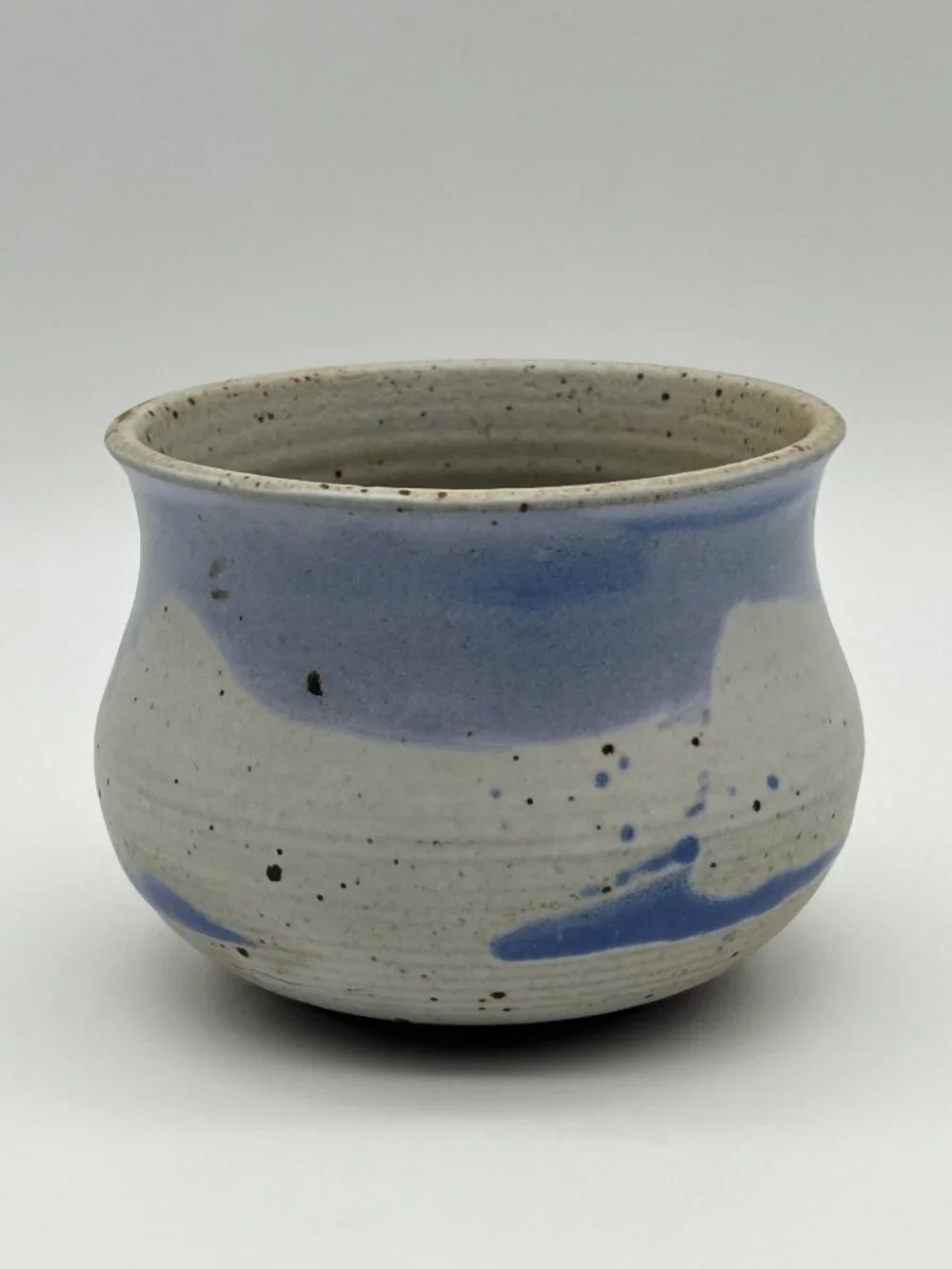 Studio Pottery Blue & White Speckled Bowl Trinket Jewelry Dish Planter Signed